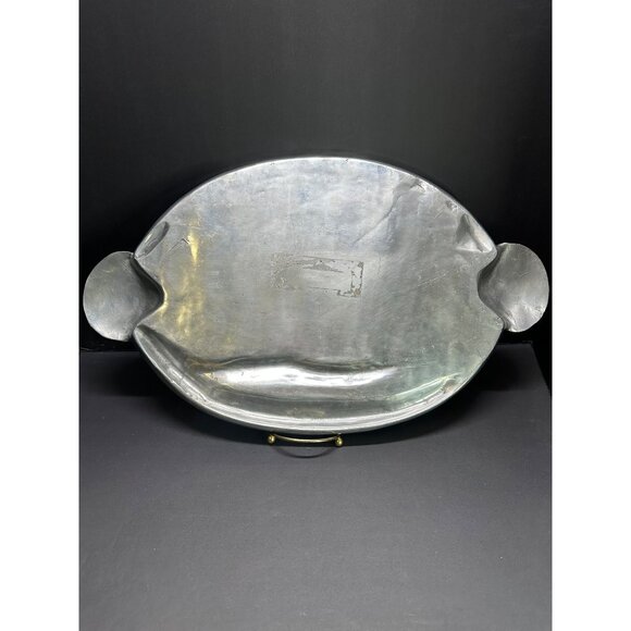 Vtg Arthur Court 86 Scallop Shell Serving Platter Aluminum Serving Tray 20"x11" - Picture 2 of 7